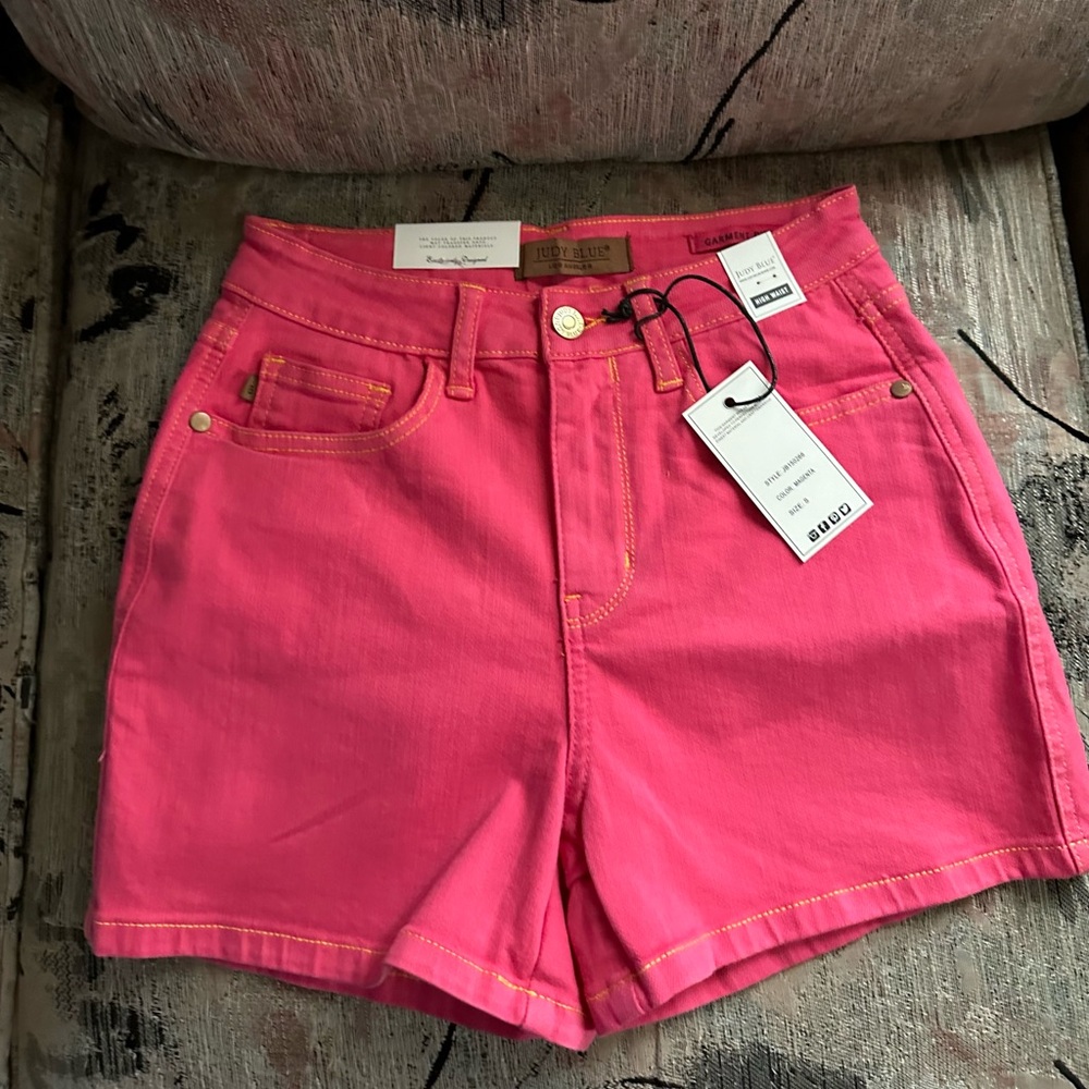 Judy Blue Pretty in Pink Magenta Shorts